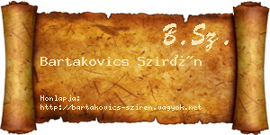 Bartakovics Szirén névjegykártya
